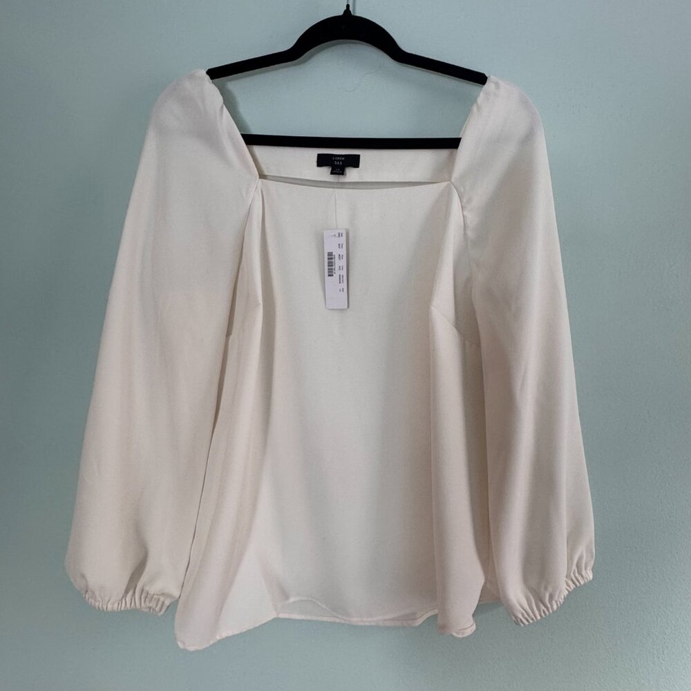 J.Crew Square-Neck Long-Sleeve Top in 365 Crepe – Size 14 - MF0011